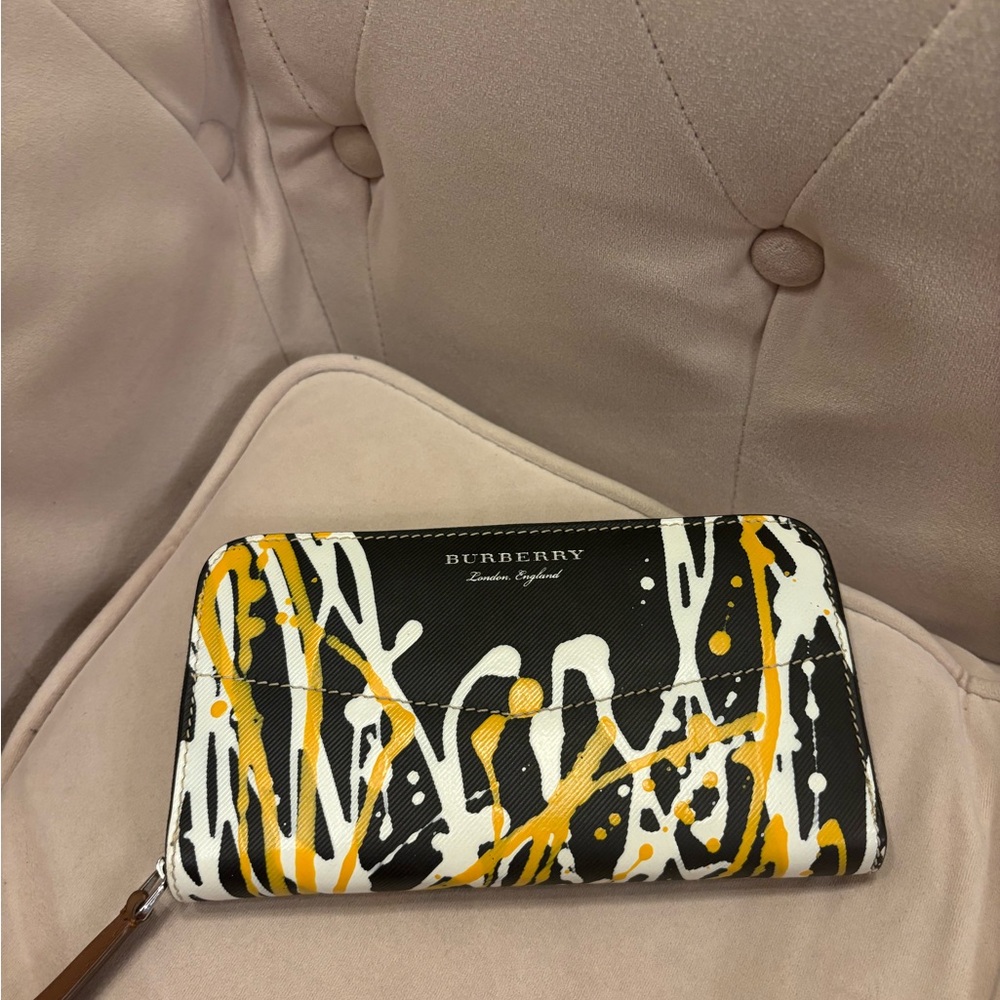 Burberry Black and Yellow Abstract Wallet